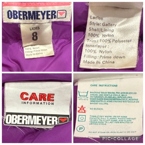 Vintage Obemeyer Black Multi Color Block Down Puffer Ski Jacket Size 8 - Picture 9 of 15